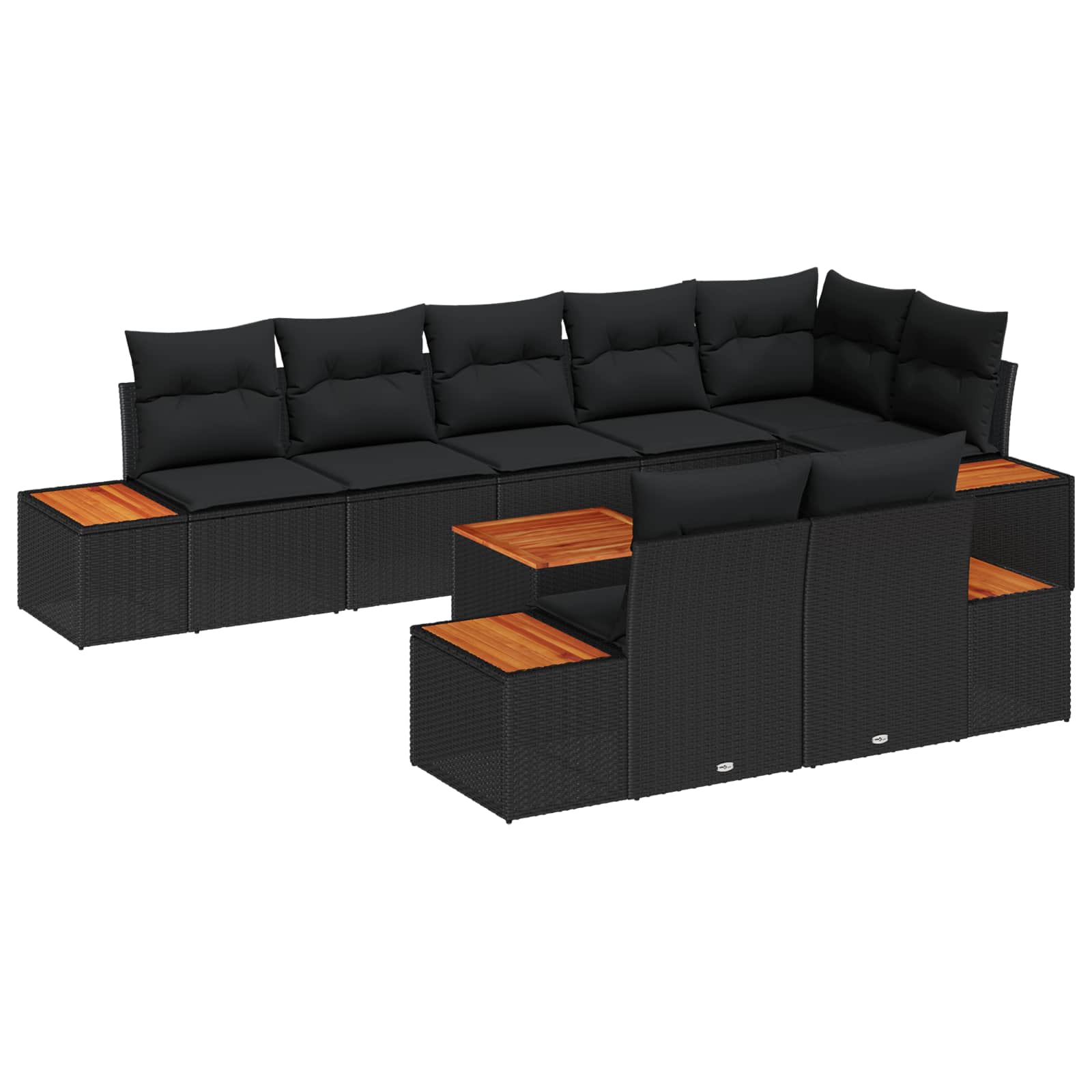 Tuinbankenset met kussen met opslag 8 pcs Zwart Polyrattan is nu te koop bij PeponiXL, paradijselijk wonen!