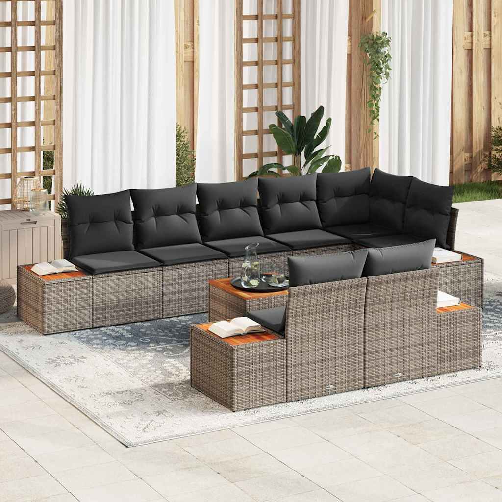 Tuinbankenset met kussen met opslag 8 pcs Grijs Polyrattan is nu te koop bij PeponiXL, paradijselijk wonen!