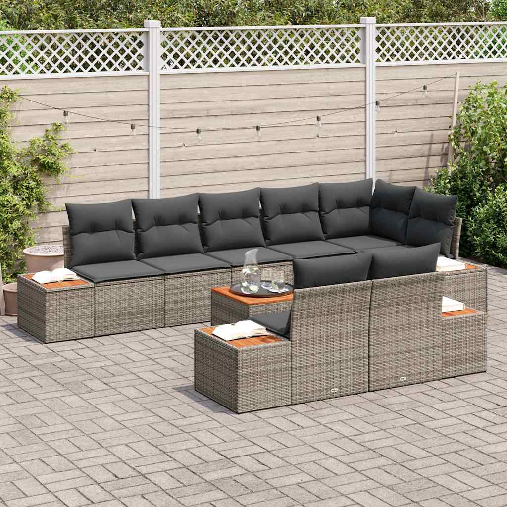 Tuinbankenset met kussen met opslag 8 pcs Grijs Polyrattan is nu te koop bij PeponiXL, paradijselijk wonen!
