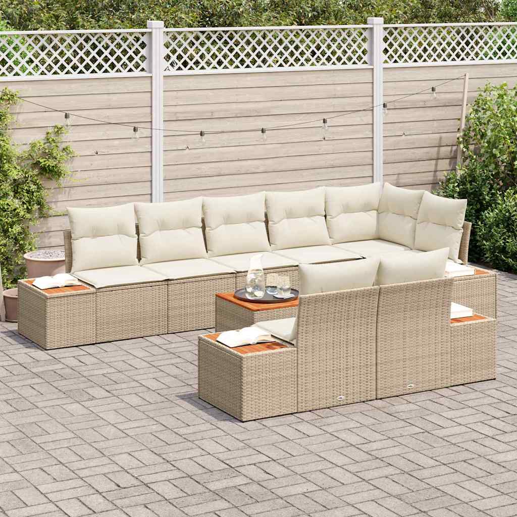 Tuinbankenset met kussen 8 pcs Beige en Crème Polyrattan is nu te koop bij PeponiXL, paradijselijk wonen!