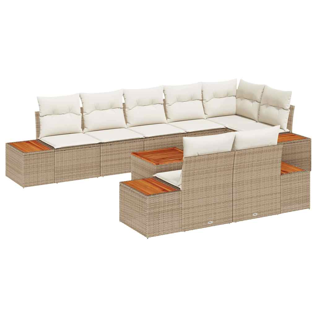 Tuinbankenset met kussen 8 pcs Beige en Crème Polyrattan is nu te koop bij PeponiXL, paradijselijk wonen!