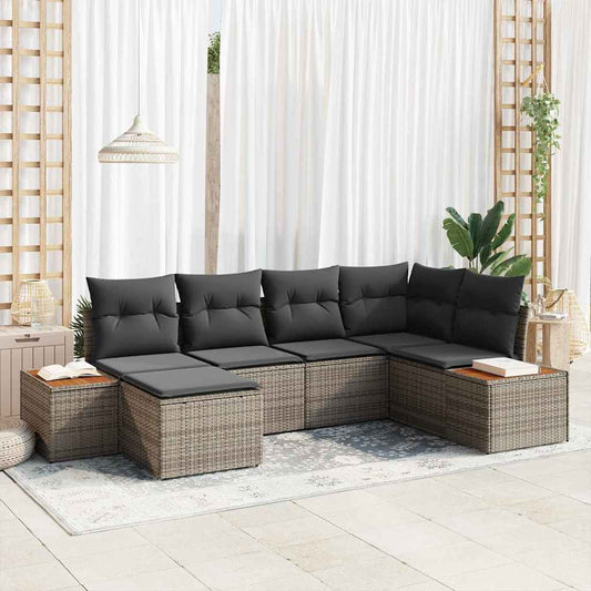 Tuinbankenset met kussen met opslag 7 pcs Grijs Polyrattan is nu te koop bij PeponiXL, paradijselijk wonen!