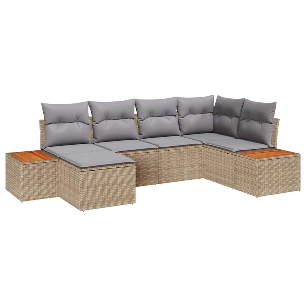 Tuinbankenset met kussen 7 pcs Beige en Licht Grijs Polyrattan is nu te koop bij PeponiXL, paradijselijk wonen!