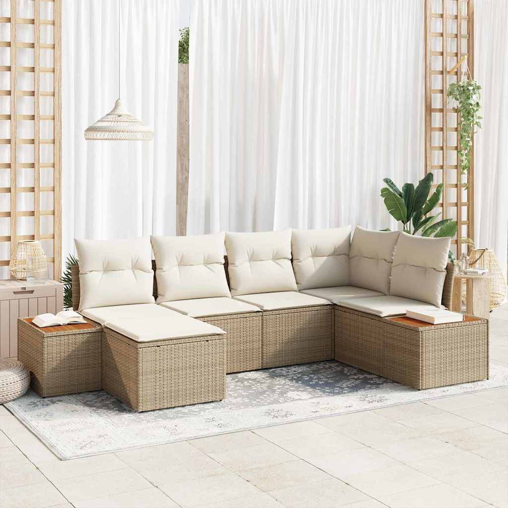 Tuinbankenset met kussen 7 pcs Beige en Crème Polyrattan is nu te koop bij PeponiXL, paradijselijk wonen!