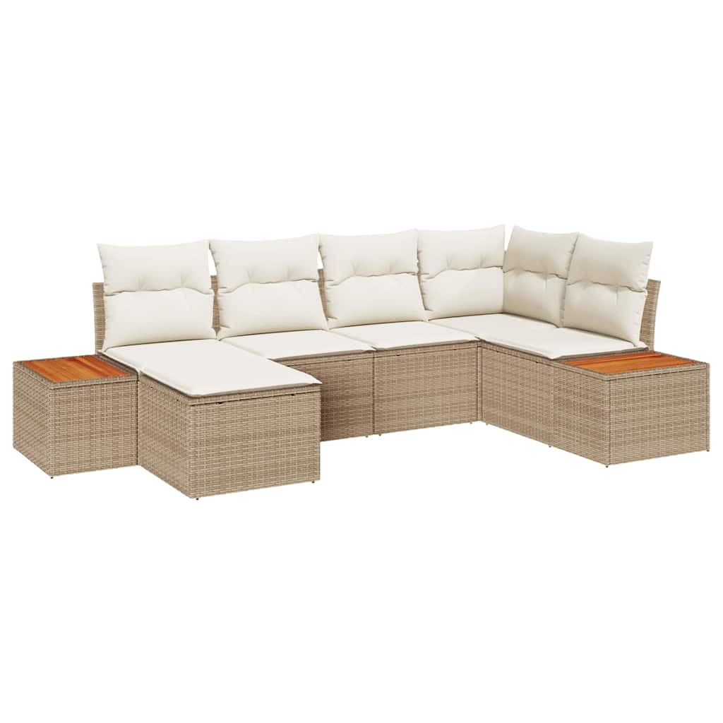 Tuinbankenset met kussen 7 pcs Beige en Crème Polyrattan is nu te koop bij PeponiXL, paradijselijk wonen!