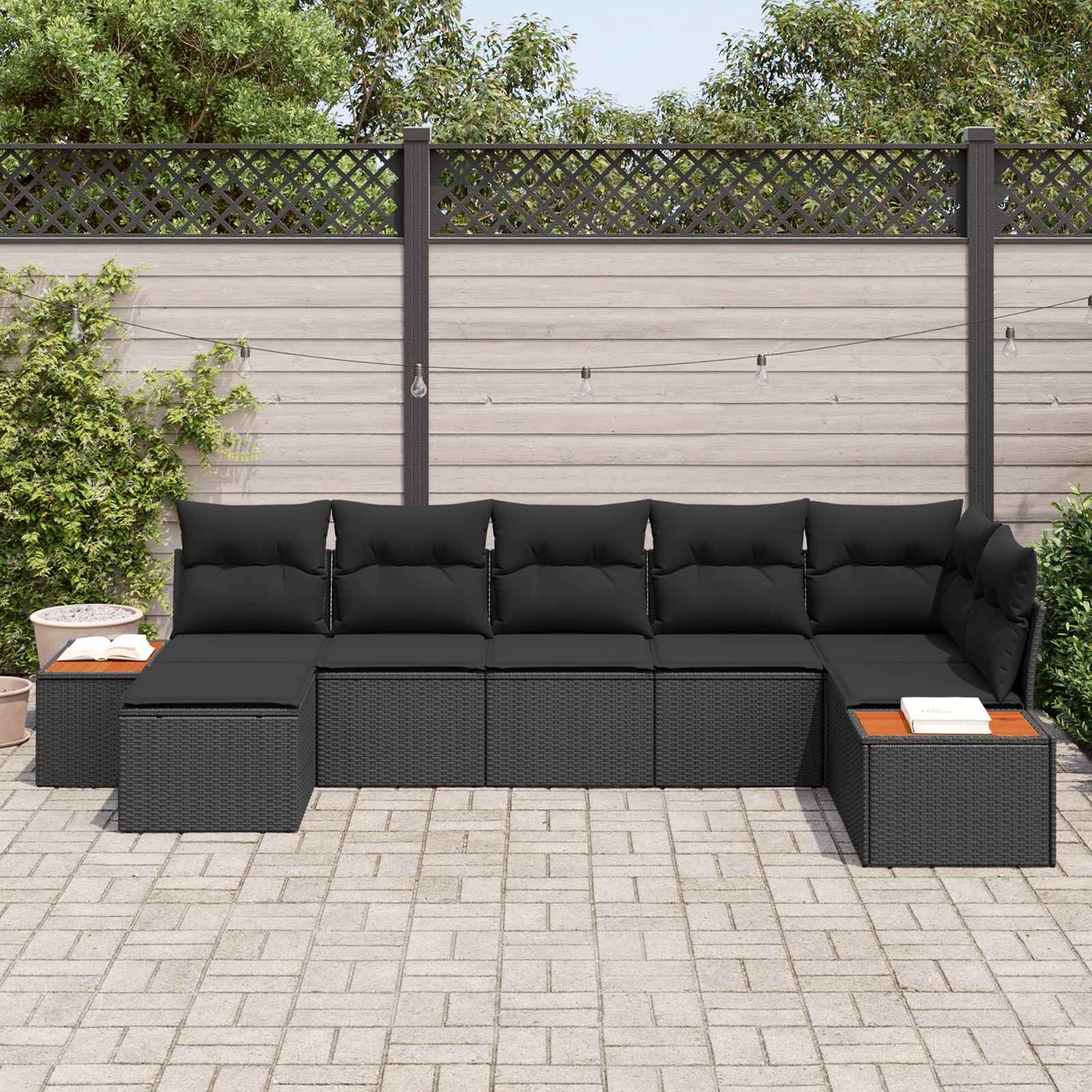 Tuinbankenset met kussen met opslag 8 pcs Zwart Polyrattan is nu te koop bij PeponiXL, paradijselijk wonen!