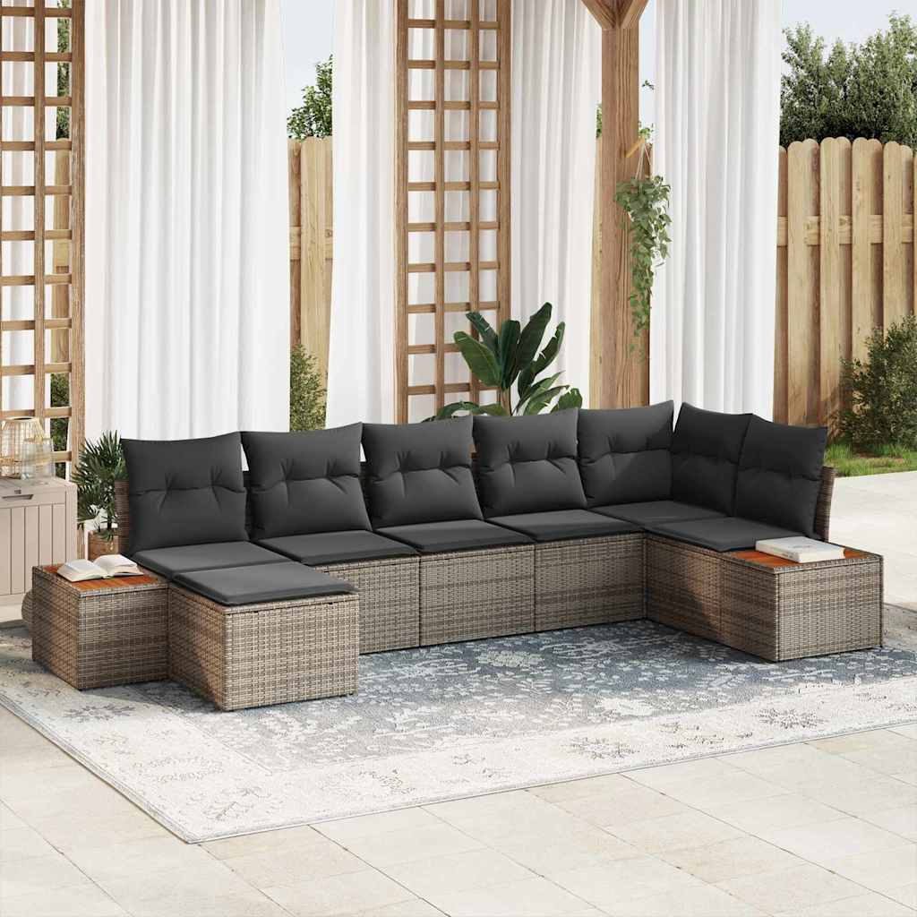 Tuinbankenset met kussen met opslag 8 pcs Grijs Polyrattan is nu te koop bij PeponiXL, paradijselijk wonen!