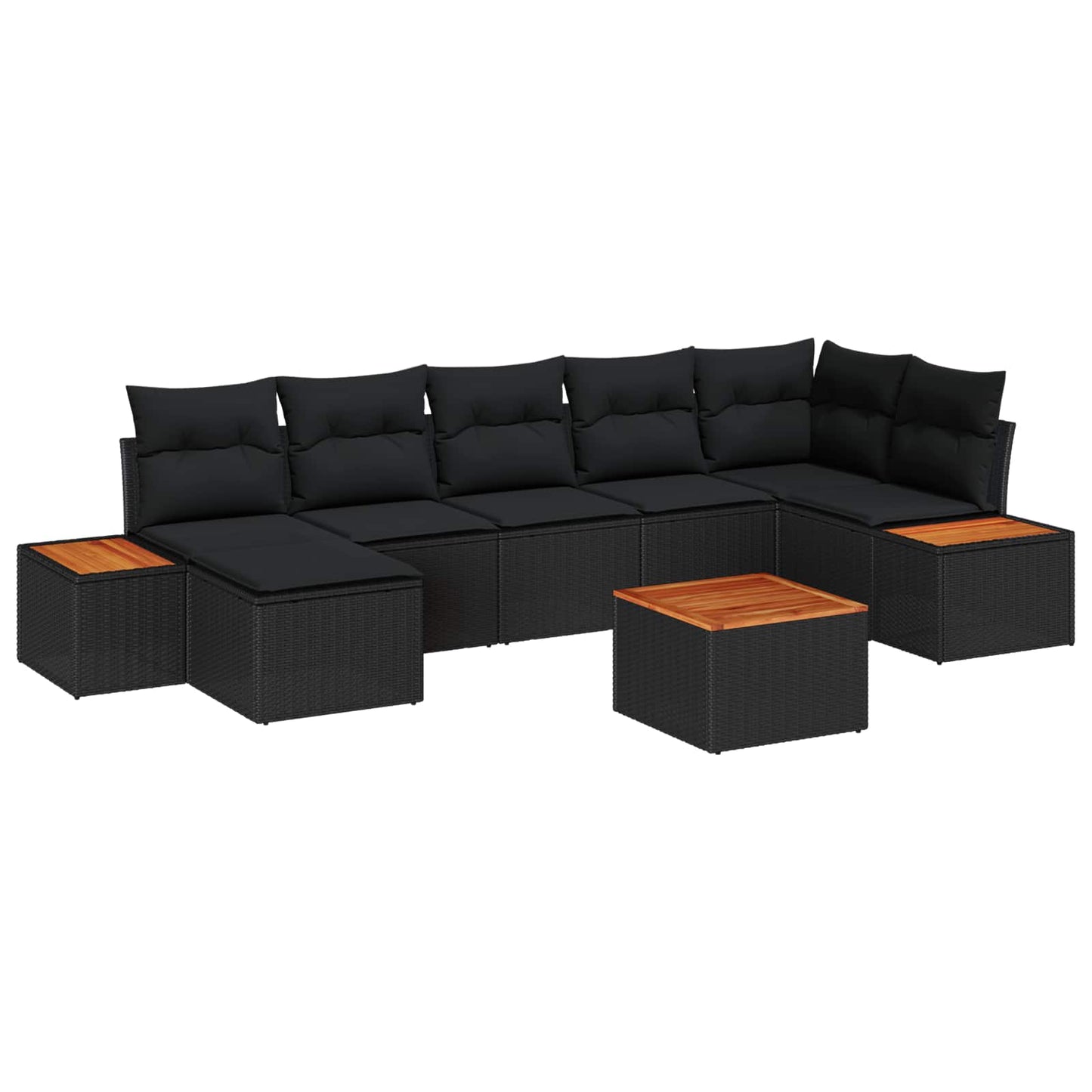 Tuinbankenset met kussen met opslag 8 pcs Zwart Polyrattan is nu te koop bij PeponiXL, paradijselijk wonen!