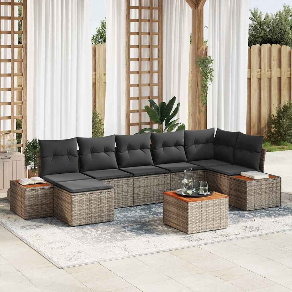 Tuinbankenset met kussen met opslag 8 pcs Grijs Polyrattan is nu te koop bij PeponiXL, paradijselijk wonen!