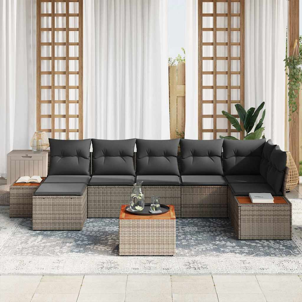 Tuinbankenset met kussen met opslag 8 pcs Grijs Polyrattan is nu te koop bij PeponiXL, paradijselijk wonen!