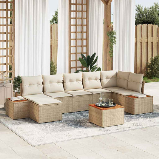 Tuinbankenset met kussen 8 pcs Beige en Crème Polyrattan is nu te koop bij PeponiXL, paradijselijk wonen!