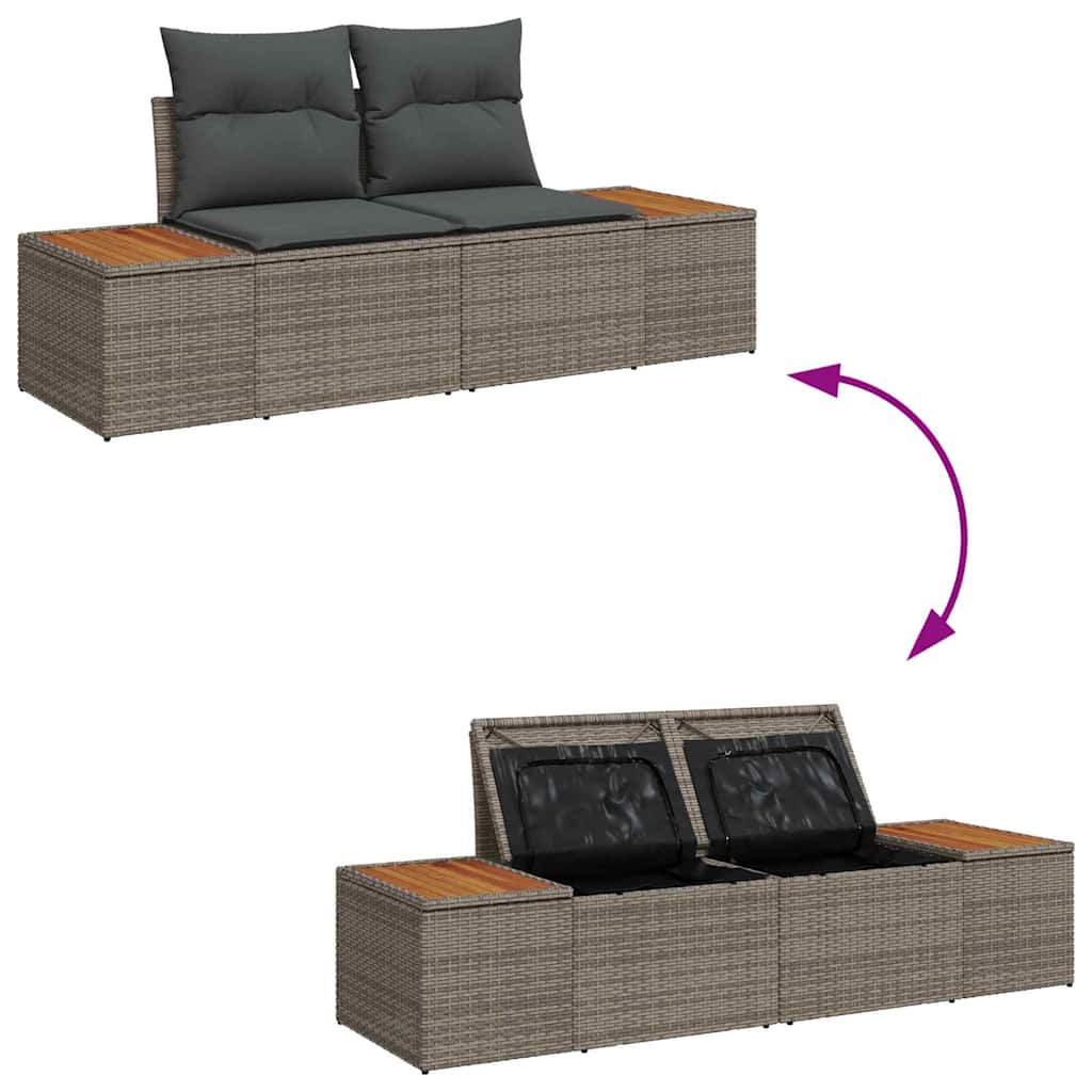 Tuin Sofa Set met kussen 6 pcs Grijs Poly Rattan is nu te koop bij PeponiXL, paradijselijk wonen!