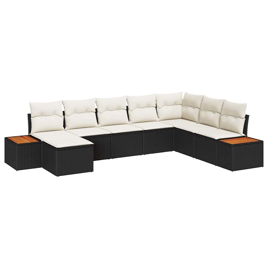 Tuinbankenset met kussen 9 pcs Zwart en Crème Polyrattan is nu te koop bij PeponiXL, paradijselijk wonen!