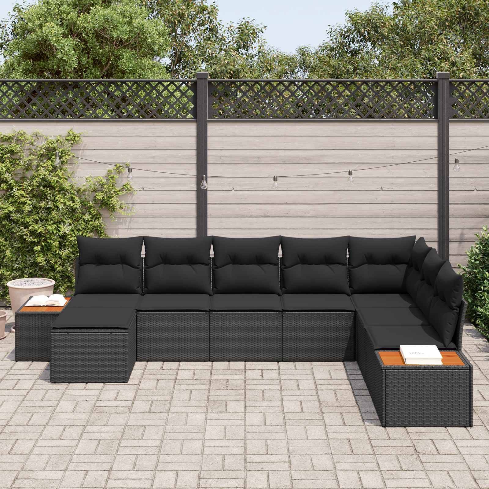 Tuinbankenset met kussen met opslag 9 pcs Zwart Polyrattan is nu te koop bij PeponiXL, paradijselijk wonen!