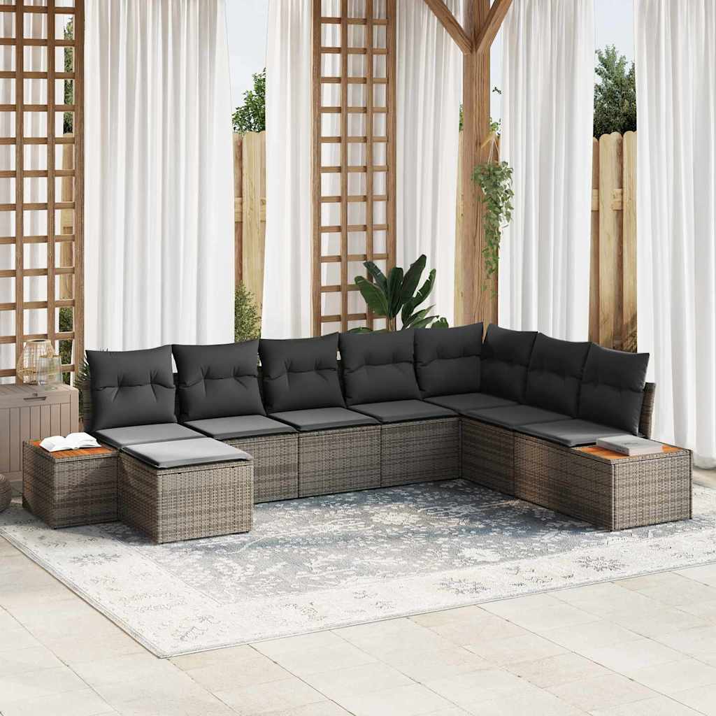 Tuinbankenset met kussen met opslag 9 pcs Grijs Polyrattan is nu te koop bij PeponiXL, paradijselijk wonen!