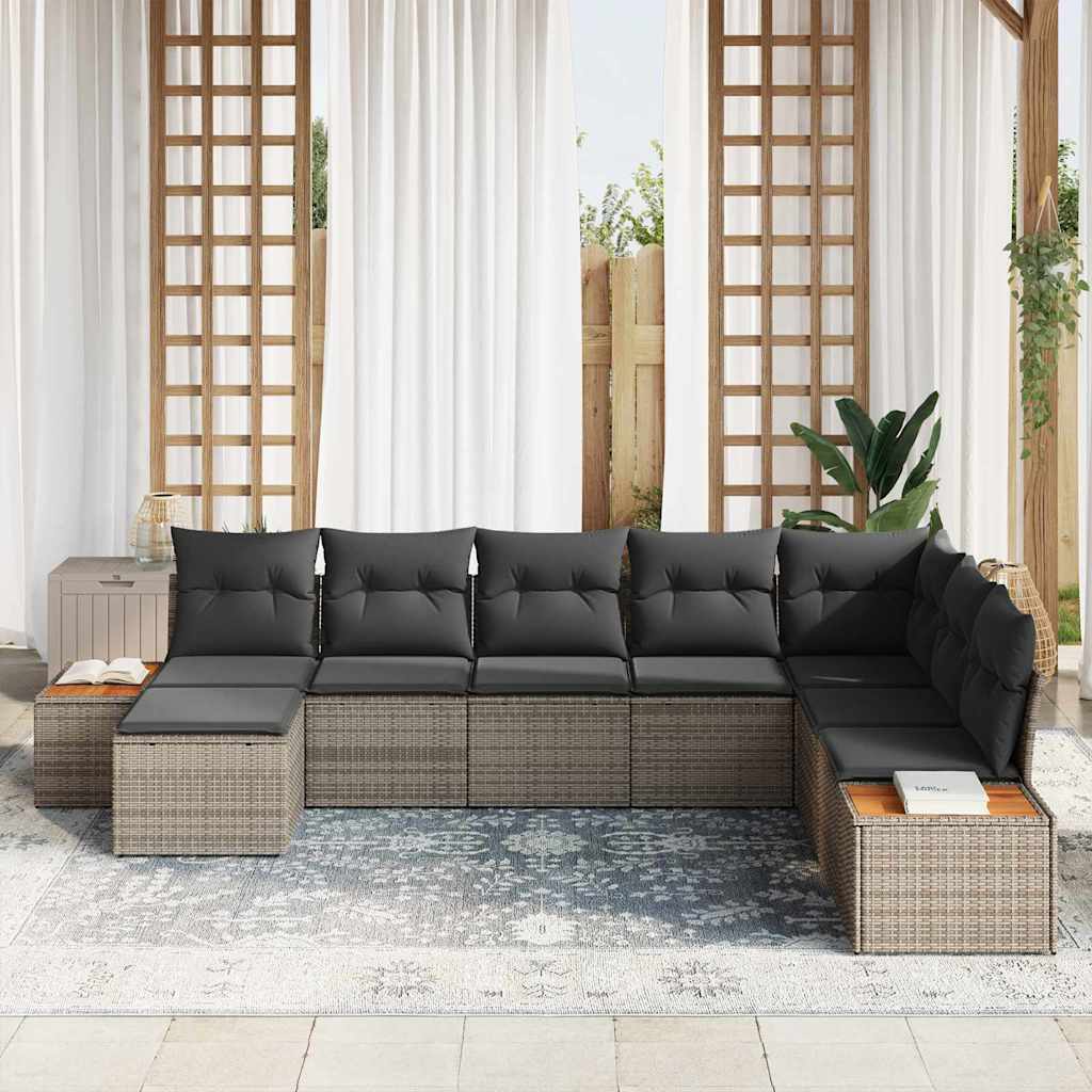 Tuinbankenset met kussen met opslag 9 pcs Grijs Polyrattan is nu te koop bij PeponiXL, paradijselijk wonen!