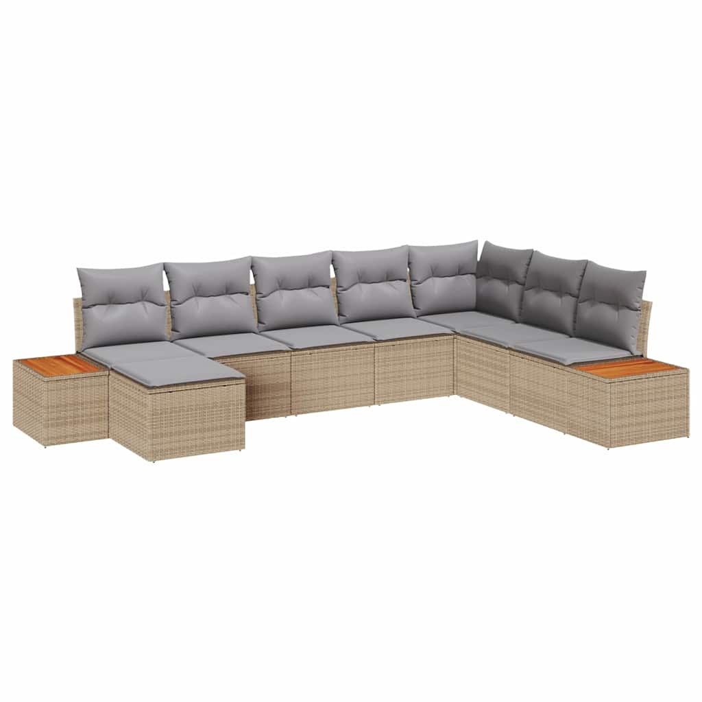 Tuinbankenset met kussen 9 pcs Beige en Licht Grijs Polyrattan is nu te koop bij PeponiXL, paradijselijk wonen!