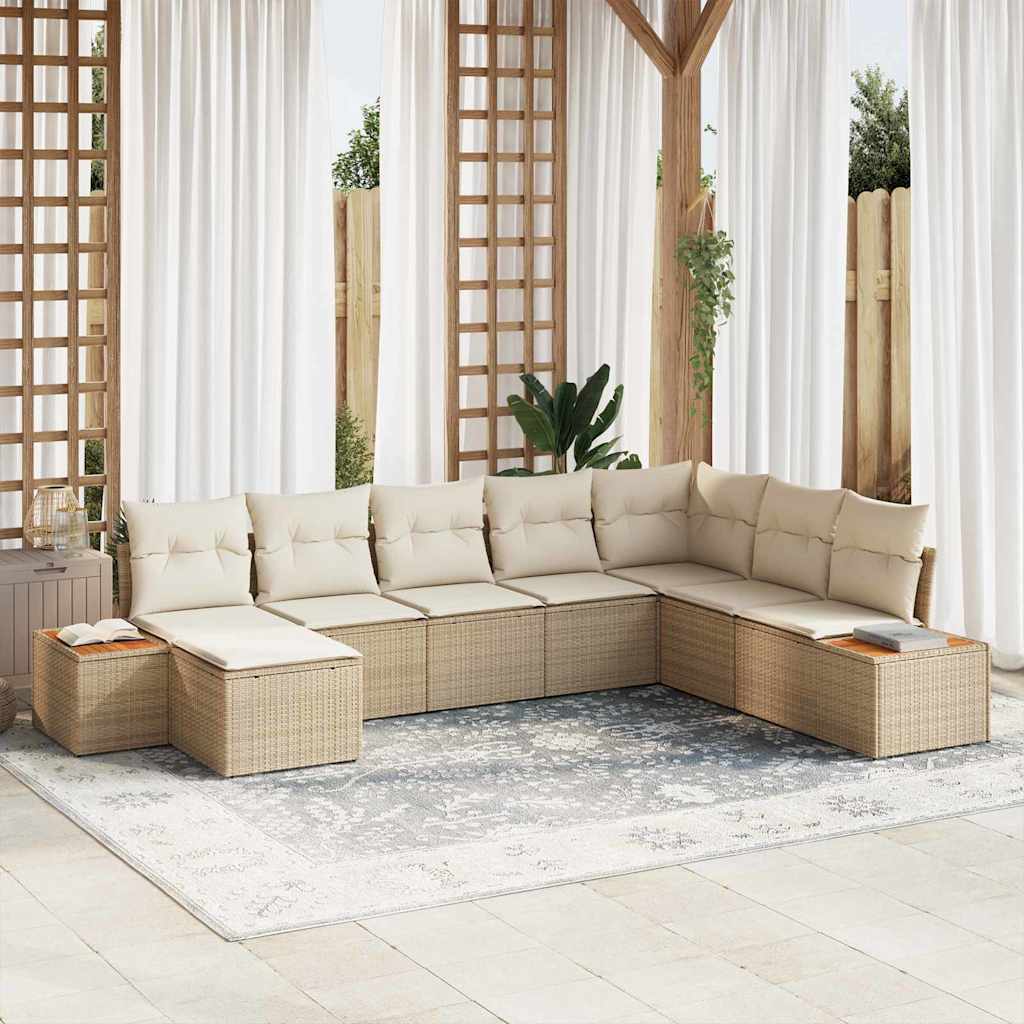 Tuinbankenset met kussen 9 pcs Beige en Crème Polyrattan is nu te koop bij PeponiXL, paradijselijk wonen!