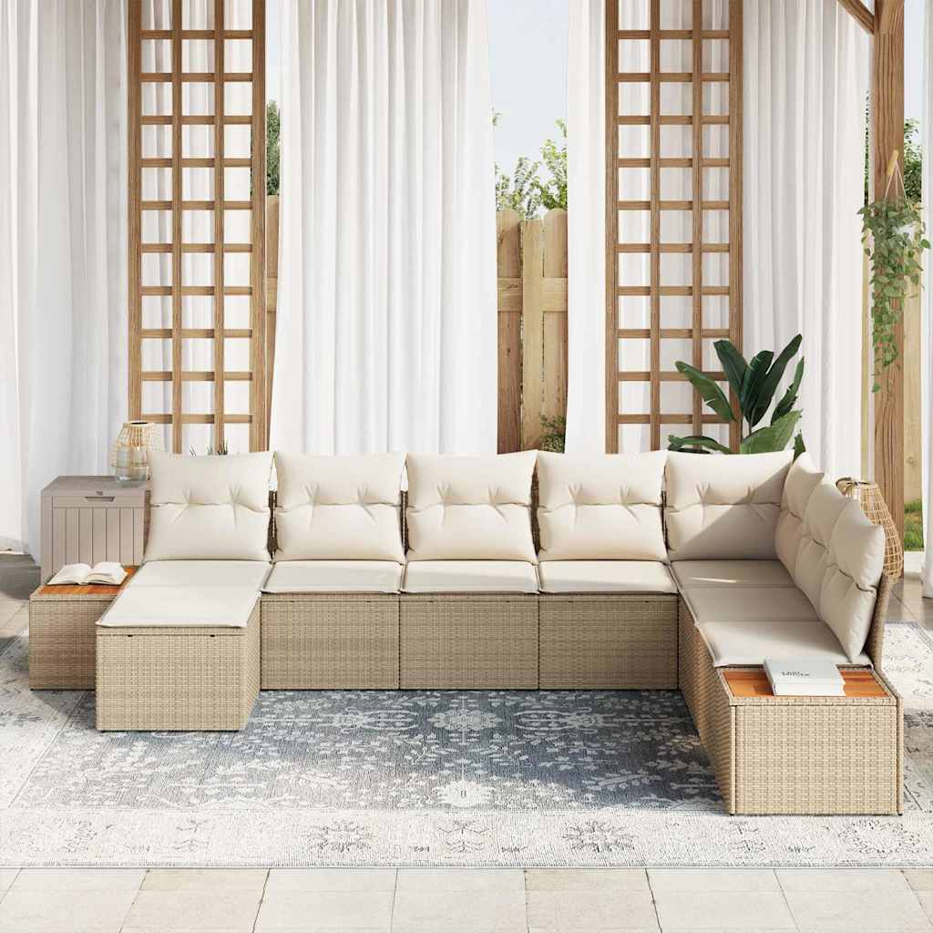 Tuinbankenset met kussen 9 pcs Beige en Crème Polyrattan is nu te koop bij PeponiXL, paradijselijk wonen!