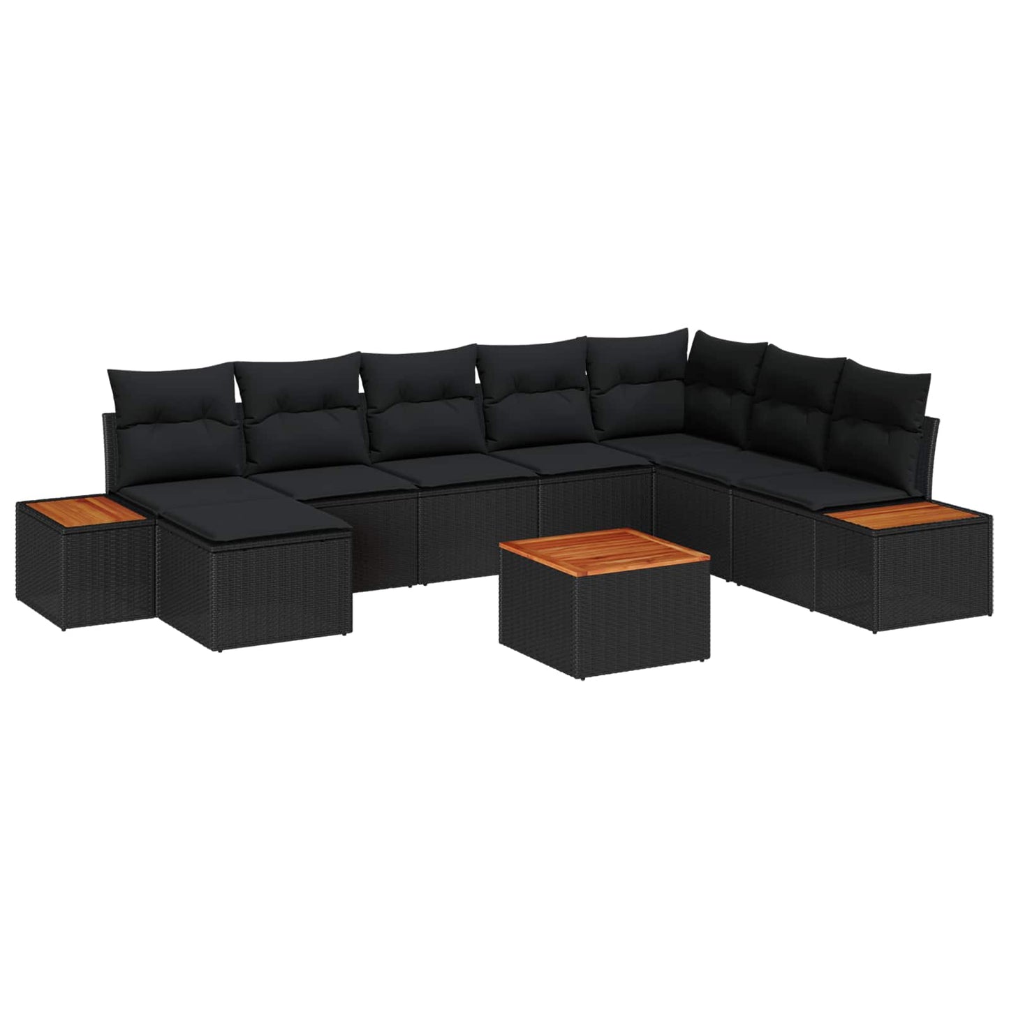 Tuinbankenset met kussen met opslag 9 pcs Zwart Polyrattan is nu te koop bij PeponiXL, paradijselijk wonen!