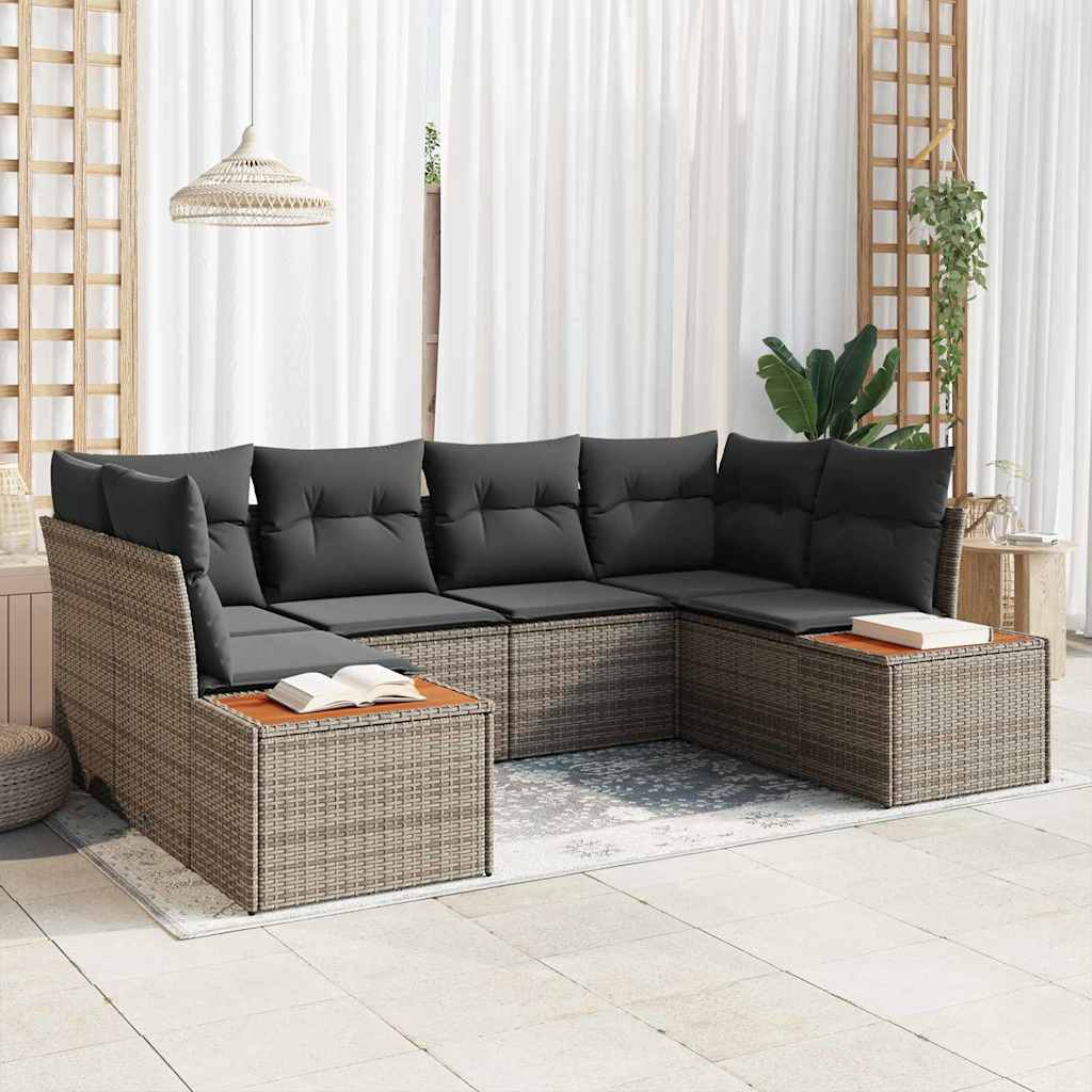 Tuinbankenset met kussen met opslag 6 pcs Grijs Polyrattan is nu te koop bij PeponiXL, paradijselijk wonen!