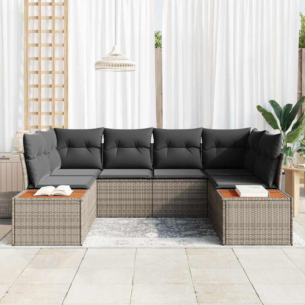 Tuinbankenset met kussen met opslag 6 pcs Grijs Polyrattan is nu te koop bij PeponiXL, paradijselijk wonen!