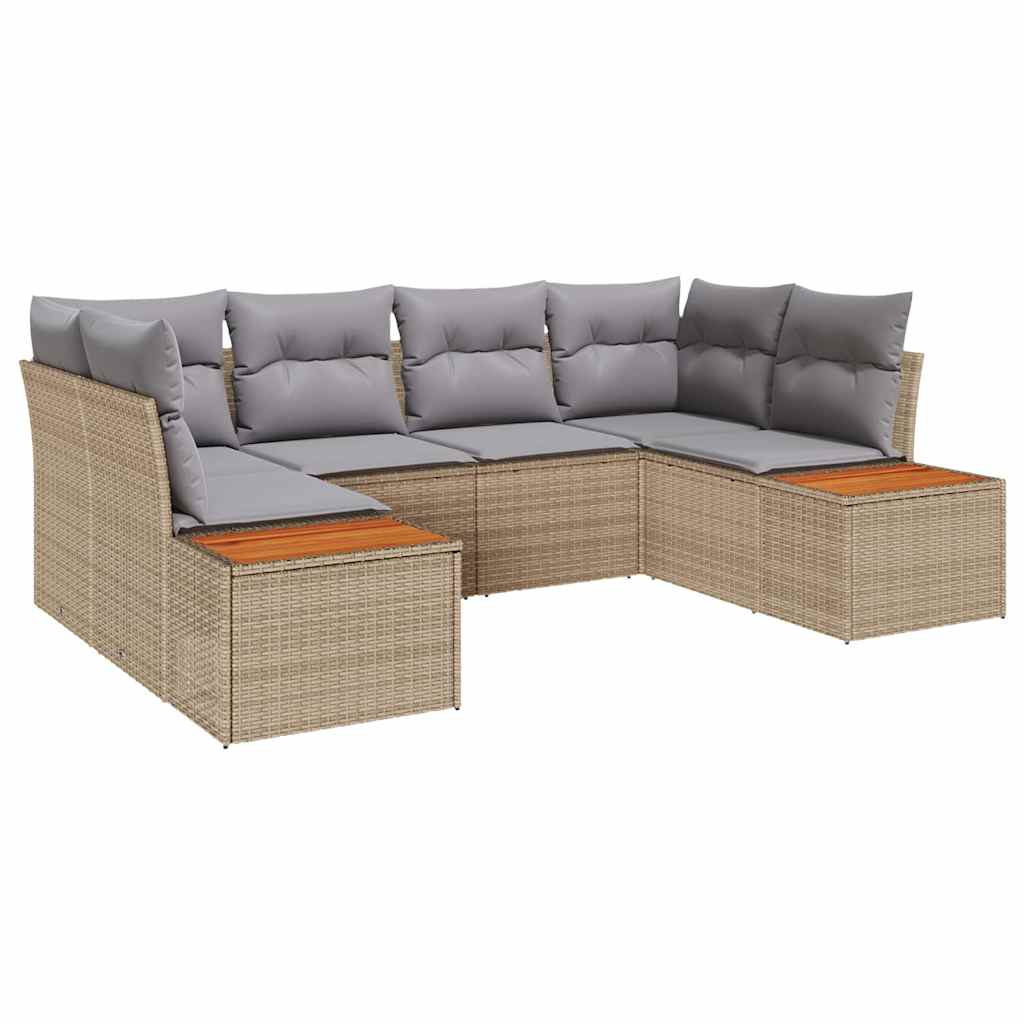 Tuinbankenset met kussen 6 pcs Beige en Licht Grijs Polyrattan is nu te koop bij PeponiXL, paradijselijk wonen!
