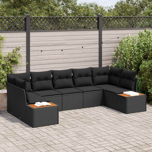 Tuinbankenset met kussen met opslag 7 pcs Zwart Polyrattan is nu te koop bij PeponiXL, paradijselijk wonen!