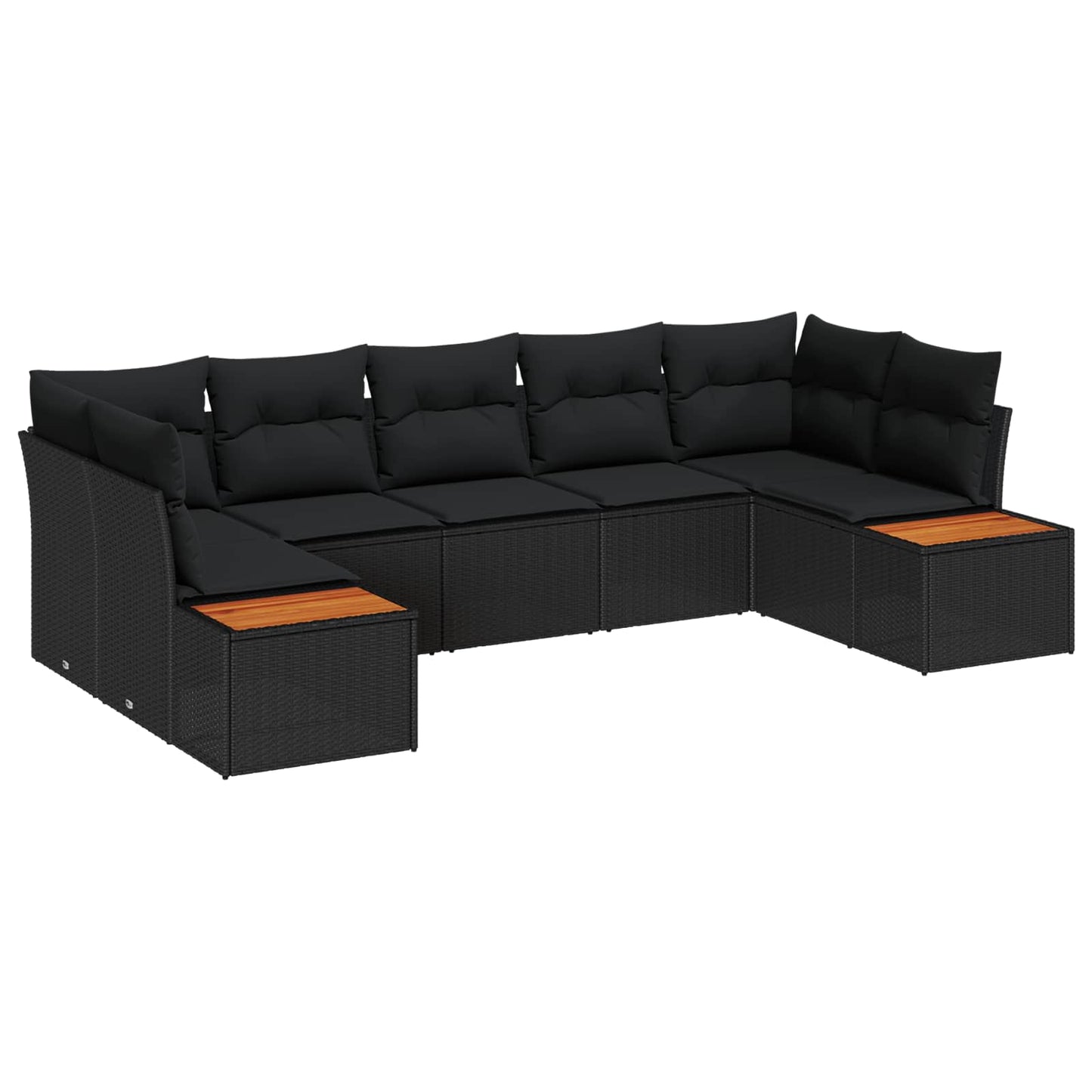 Tuinbankenset met kussen met opslag 7 pcs Zwart Polyrattan is nu te koop bij PeponiXL, paradijselijk wonen!