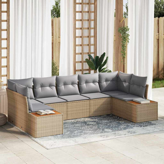 Tuinbankenset met kussen 7 pcs Beige en Licht Grijs Polyrattan is nu te koop bij PeponiXL, paradijselijk wonen!