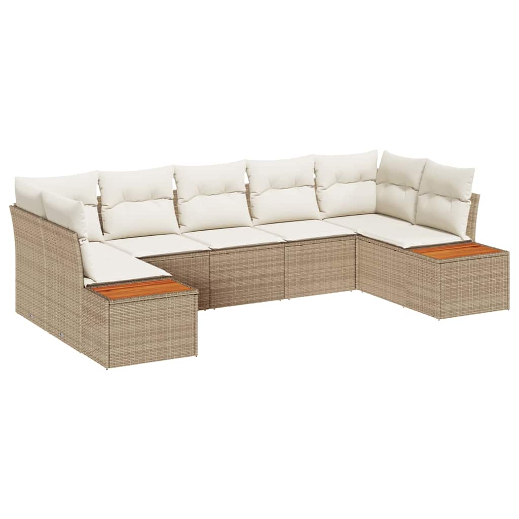 Tuinbankenset met kussen 7 pcs Beige en Crème Polyrattan is nu te koop bij PeponiXL, paradijselijk wonen!