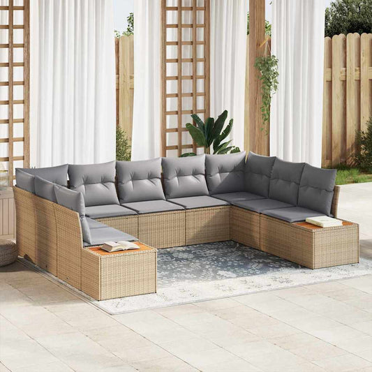 Tuinbankenset met kussen 5 pcs Beige en Licht Grijs Polyrattan is nu te koop bij PeponiXL, paradijselijk wonen!