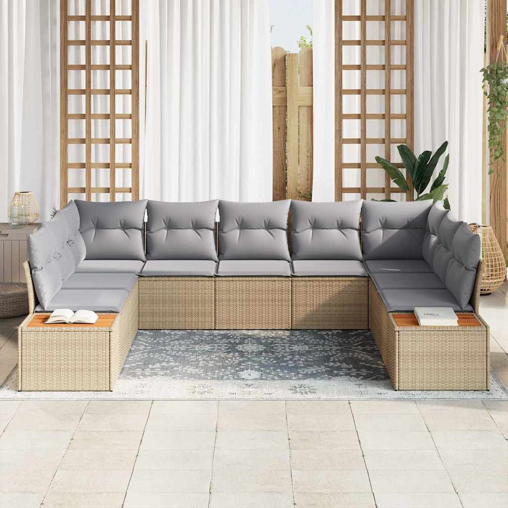 Tuinbankenset met kussen 5 pcs Beige en Licht Grijs Polyrattan is nu te koop bij PeponiXL, paradijselijk wonen!