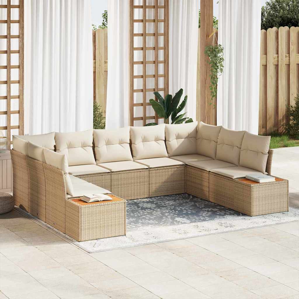 Tuinbankenset met kussen 5 pcs Beige en Crème Polyrattan is nu te koop bij PeponiXL, paradijselijk wonen!