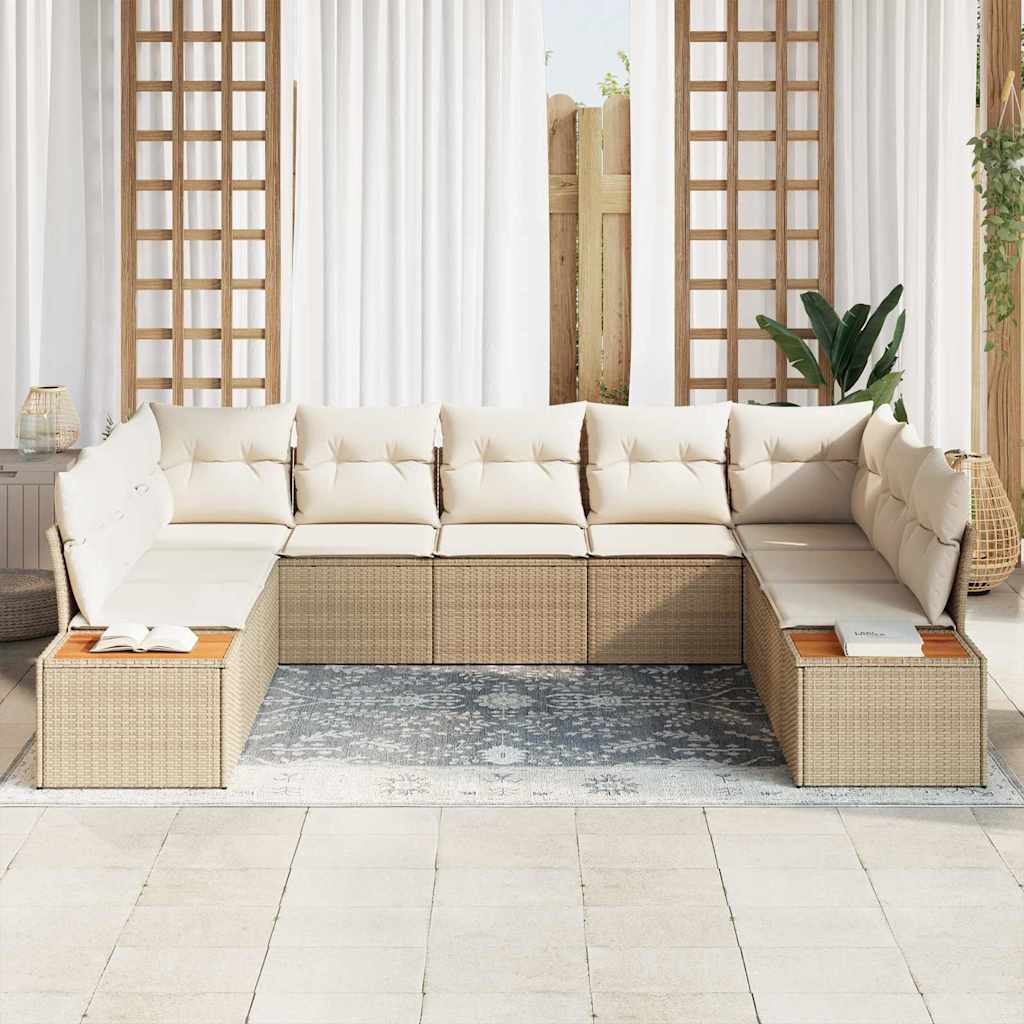 Tuinbankenset met kussen 5 pcs Beige en Crème Polyrattan is nu te koop bij PeponiXL, paradijselijk wonen!
