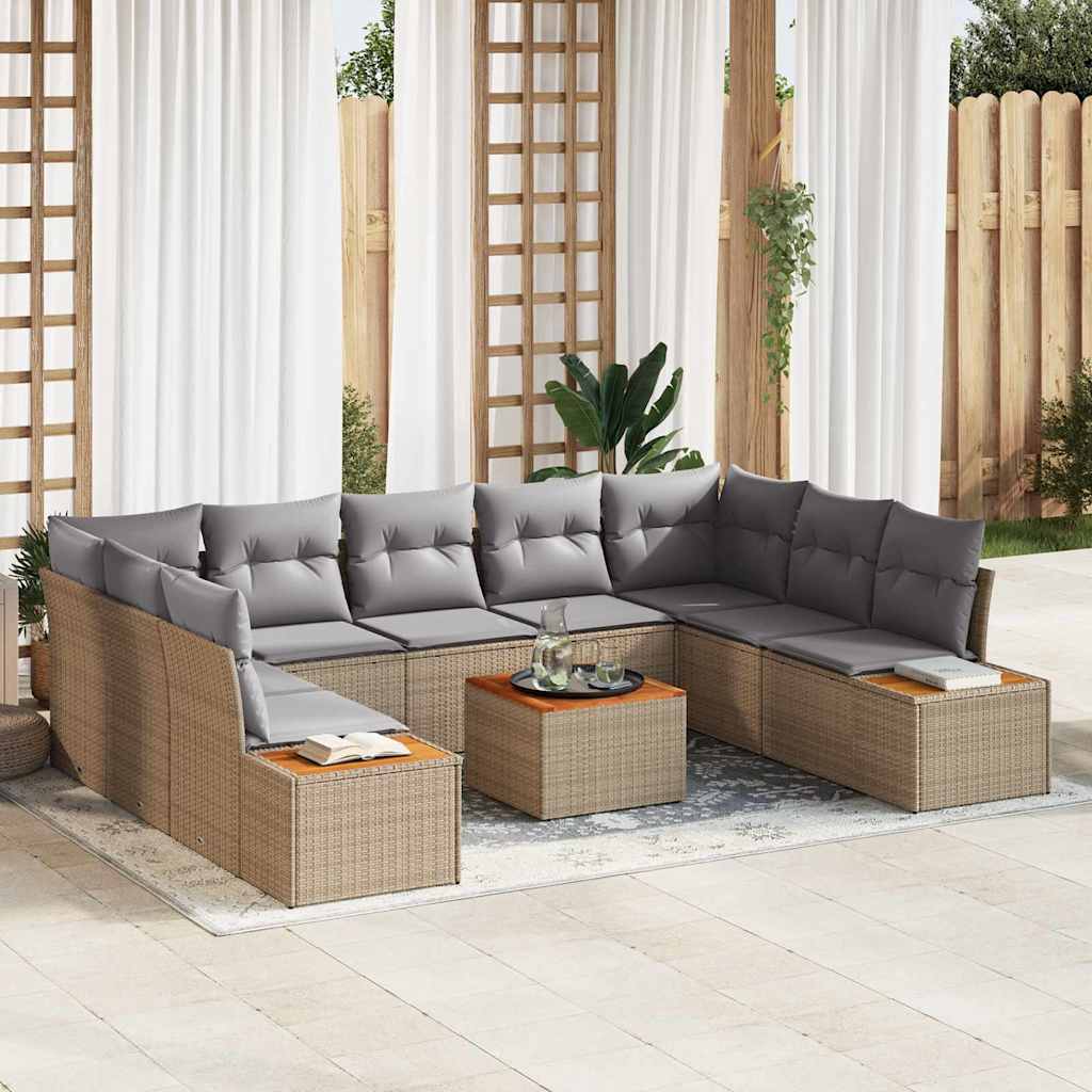 Tuinbankenset met kussen 5 pcs Beige en Licht Grijs Polyrattan is nu te koop bij PeponiXL, paradijselijk wonen!