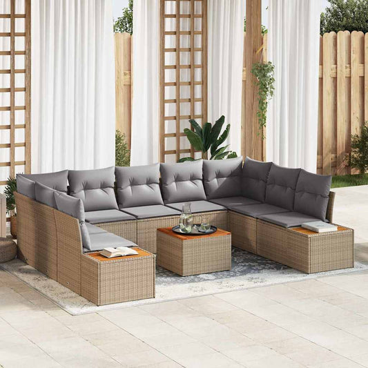 Tuinbankenset met kussen 5 pcs Beige en Licht Grijs Polyrattan is nu te koop bij PeponiXL, paradijselijk wonen!