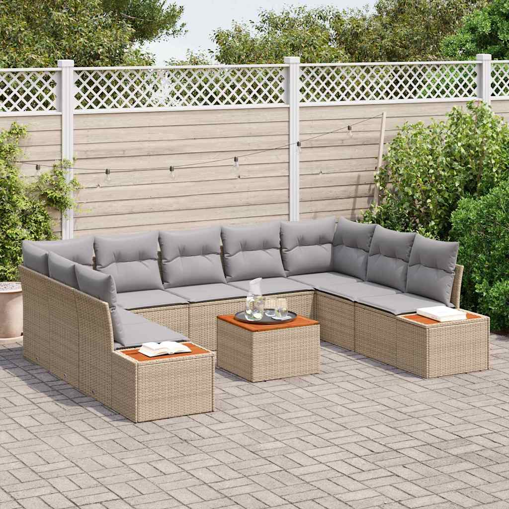 Tuinbankenset met kussen 5 pcs Beige en Licht Grijs Polyrattan is nu te koop bij PeponiXL, paradijselijk wonen!
