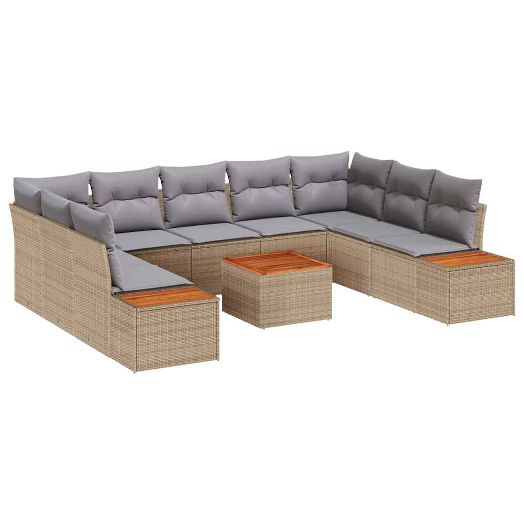 Tuinbankenset met kussen 5 pcs Beige en Licht Grijs Polyrattan is nu te koop bij PeponiXL, paradijselijk wonen!