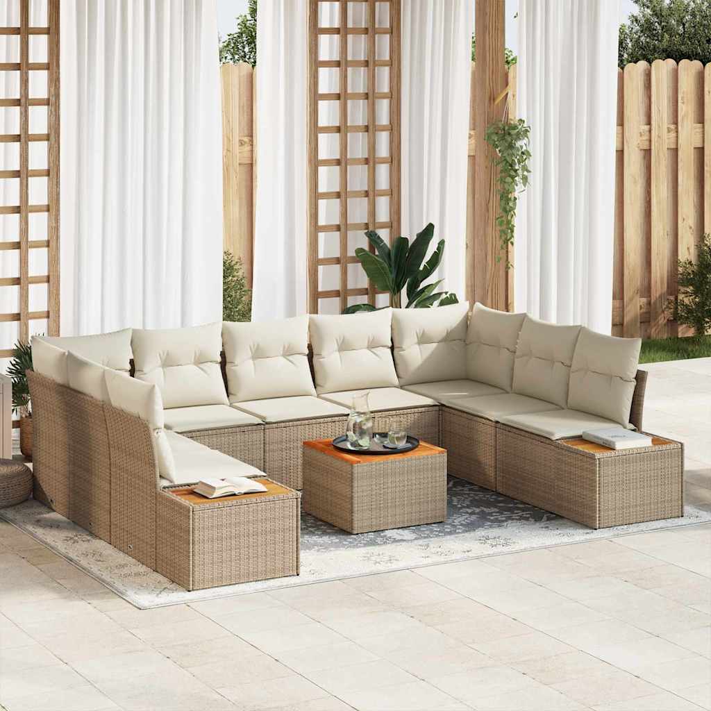 Tuinbankenset met kussen 5 pcs Beige en Crème Polyrattan is nu te koop bij PeponiXL, paradijselijk wonen!