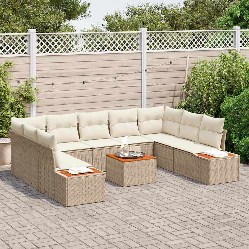 Tuinbankenset met kussen 5 pcs Beige en Crème Polyrattan is nu te koop bij PeponiXL, paradijselijk wonen!