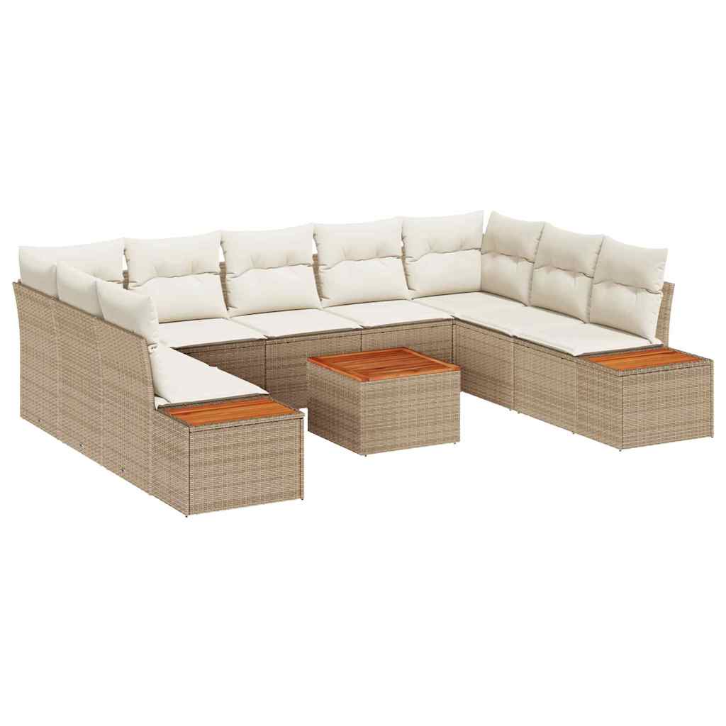Tuinbankenset met kussen 5 pcs Beige en Crème Polyrattan is nu te koop bij PeponiXL, paradijselijk wonen!
