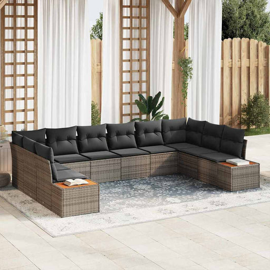 Tuinbankenset met kussen met opslag 10 pcs Grijs Polyrattan is nu te koop bij PeponiXL, paradijselijk wonen!