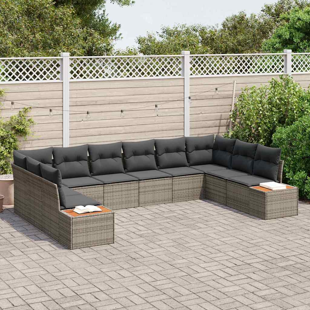 Tuinbankenset met kussen met opslag 10 pcs Grijs Polyrattan is nu te koop bij PeponiXL, paradijselijk wonen!