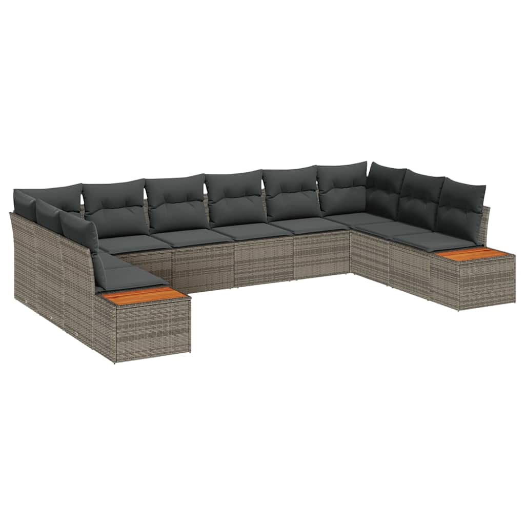 Tuinbankenset met kussen met opslag 10 pcs Grijs Polyrattan is nu te koop bij PeponiXL, paradijselijk wonen!