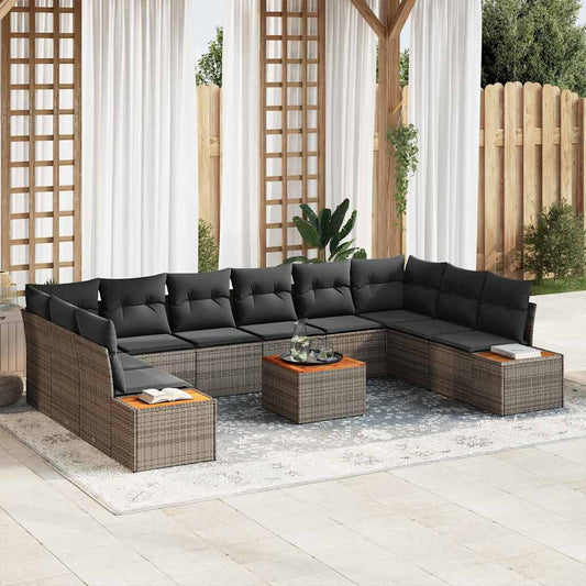 Tuinbankenset met kussen met opslag 10 pcs Grijs Polyrattan is nu te koop bij PeponiXL, paradijselijk wonen!