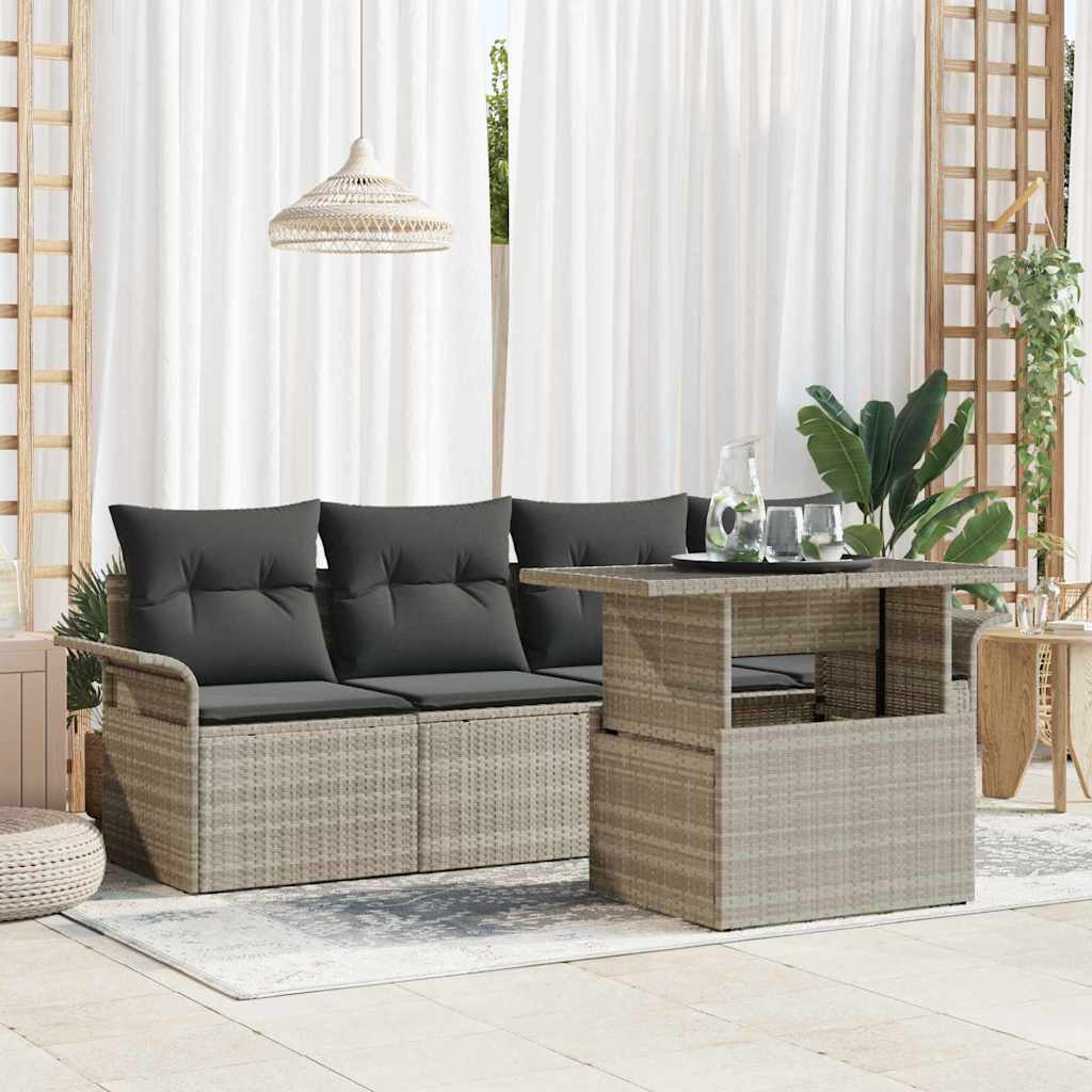 Tuin Sofa Set met kussen 5 pcs Lichtgrijs Poly Rattan is nu te koop bij PeponiXL, paradijselijk wonen!