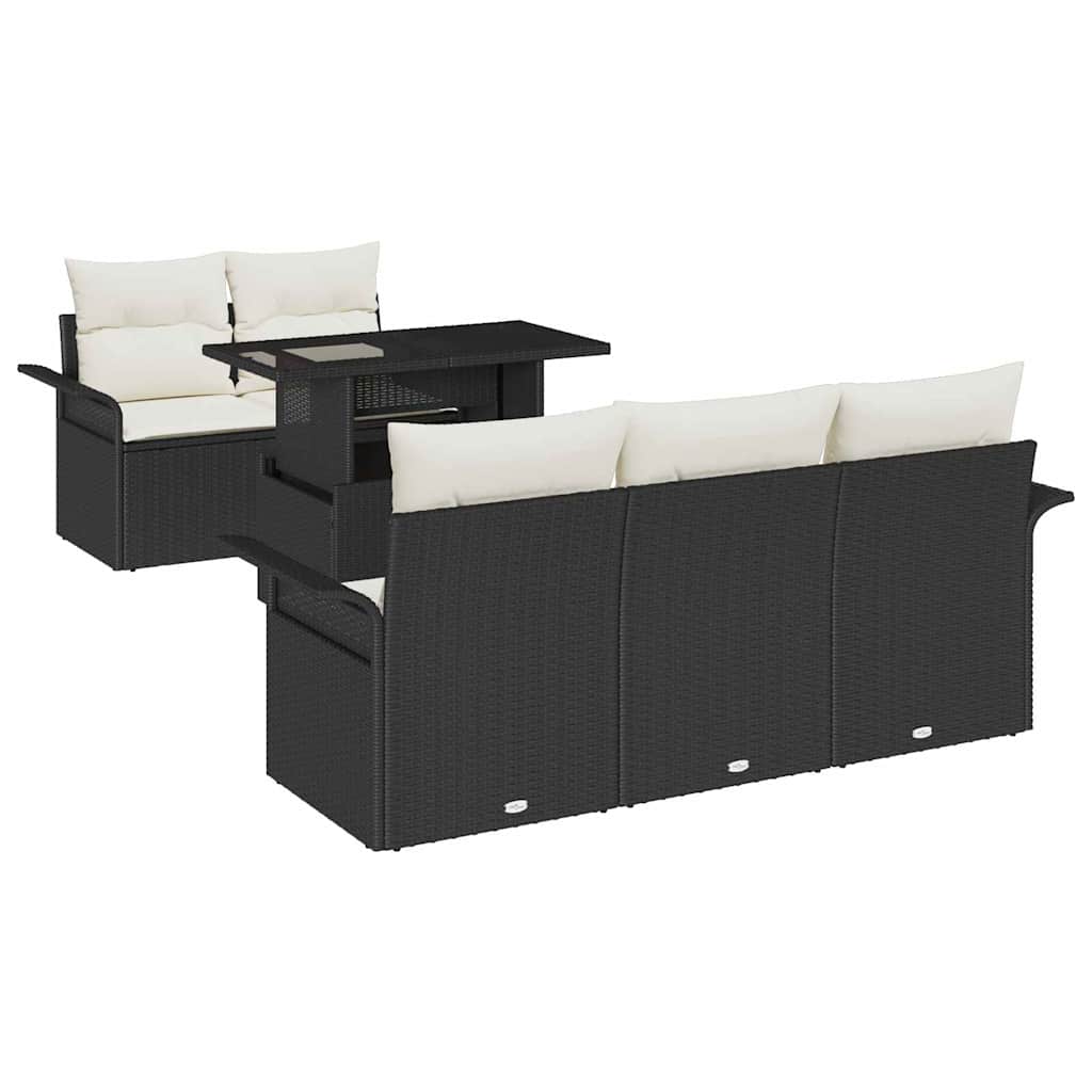Tuin Sofa Set met kussen met opslag 6 pcs Zwart Poly Rattan is nu te koop bij PeponiXL, paradijselijk wonen!