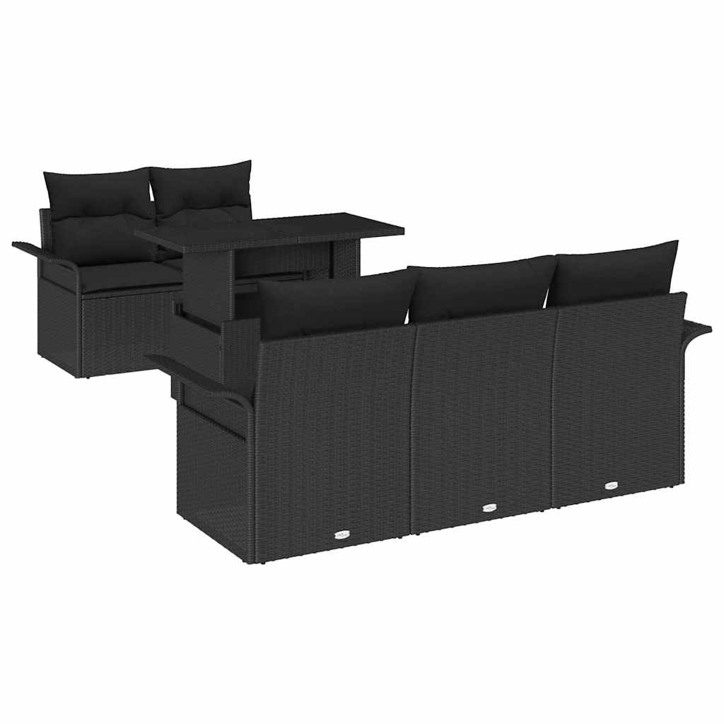 Tuin Sofa Set met kussen met opslag 6 pcs Zwart Poly Rattan is nu te koop bij PeponiXL, paradijselijk wonen!