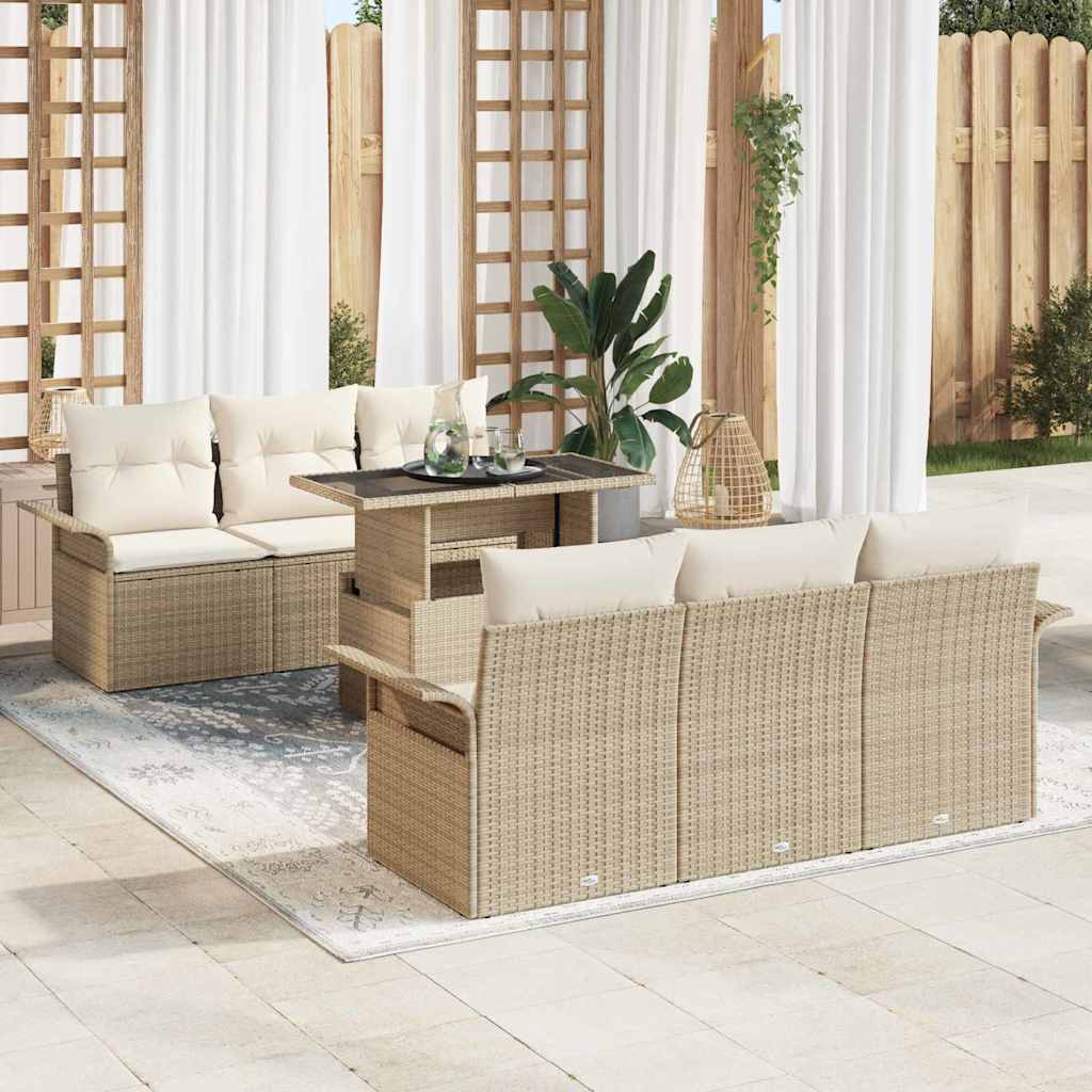 Tuin Sofa Set 7 st Beige [Synthetisch]: Poly Rattan